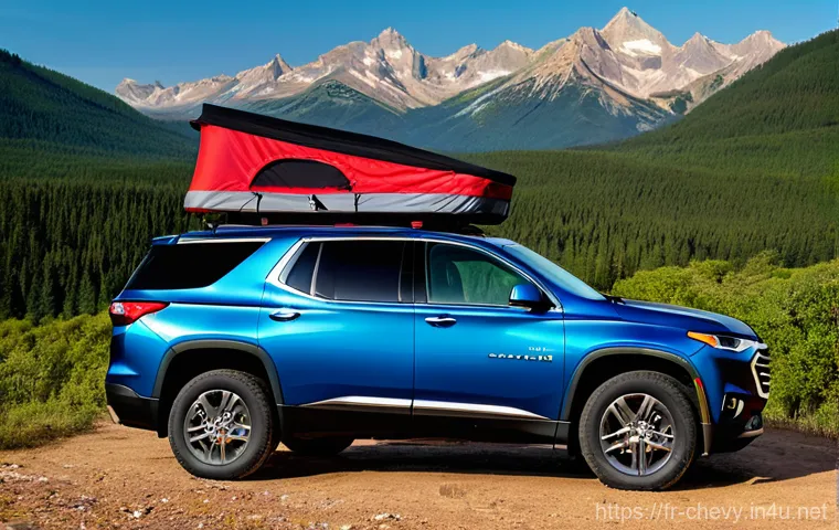 쉐보레 트래버스의 최신 기술 - **Prompt: "A vibrant, modern family of five (two parents, two children aged 8 and 12, and one toddle...