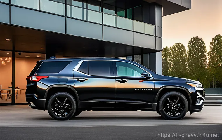 쉐보레 트래버스의 최신 기술 - **Prompt: "The rugged 2025 Chevrolet Traverse Z71 is confidently navigating a scenic, unpaved mounta...