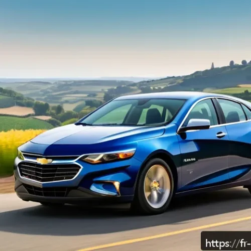 Home 30 쉐보레 말리부 디젤 차량의 경제성 - A sleek, modern Chevrolet Malibu Diesel parked on a scenic French countryside road during early morn...